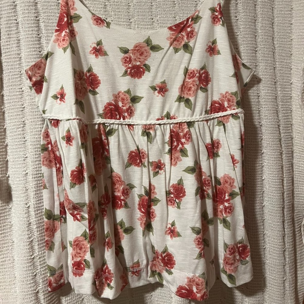 Torrid white & pink floral print tank